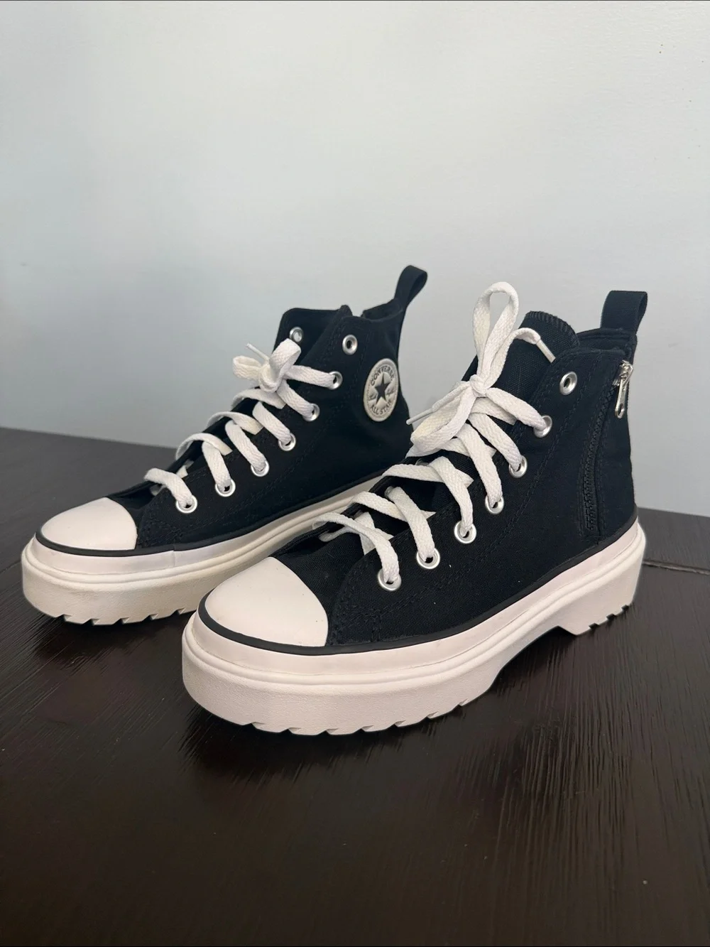LIKE NEW Converse Black & White Platform High Top Sneakers